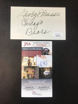 George Musso NFL Signed Index Card 3x5 JSA Certified Autograph “Chicago Bears” - Image 1 of 4