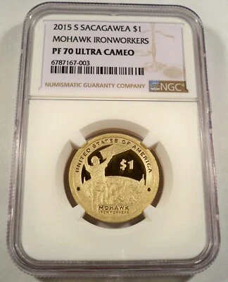 2015-S NGC PF70 UCAM SACAGAWEA DOLLAR PROOF MOHAWK IRONWORKERS $1 PR 70 ULTRA - Image 1 of 3