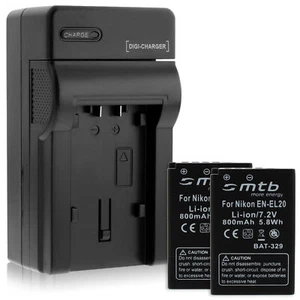2 Akkus EN-EL20 ENEL20 + Ladegerät für Nikon 1 AW1, J1, J2, J3, S1 - Bild 1 von 6
