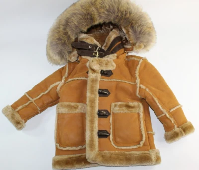 儿童 2 码人造毛皮 Jordan Craig 儿童品牌夹克米色厚保暖衬里派克大衣 — 第 1/4 张图片