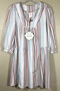 Knox Rose NWT Long Sleeve Sz XS Short Dress Soft Colors BoHo Peasant New C2 - Picture 1 of 13