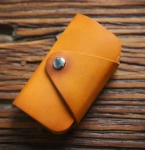 men women key box case Rings holder pocket cow Leather pouch bag yellow W137-1 - Picture 1 of 4