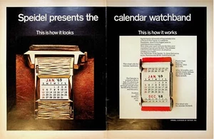 Orologio Speidel 1968 Incassato Calendario Rotante Cinturino Anni 60 Stampa 2 Pagine Pubblicità Oro Watch - Foto 1 di 3