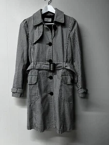 Women’s Massimo Dutti Coat Size 10 S Black & White Stripes Excellent Condition - Picture 1 of 23