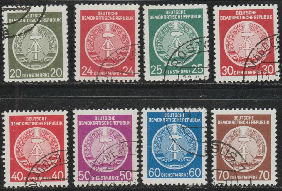DDR 1954 SC# O8 - O16 - Arms of Republic - Eight Different Stamps CTO Lot # 246 - Image 1 of 1