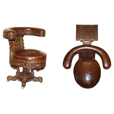 SILLÓN METAMÓRFICO ANTIGUO TALLADO A MANO INGLÉS 1880 VICTORIANO PELEA GALLOS Foto 1 de 4