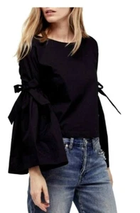Top Free People Mujer Mangas Campana Largas Plisadas So Obviamente Tuyo Negro Med - Imagen 1 de 5