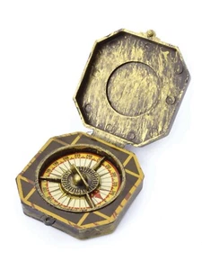 Gold Toy Pirate Compass Steampunk Plastic Fancy Navigation Costume Accessory - Picture 1 of 2