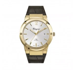 Ferragamo SFDT00419 F-80 Classic Men's Quartz Watch Steel Gold/White 42mm - Picture 1 of 4