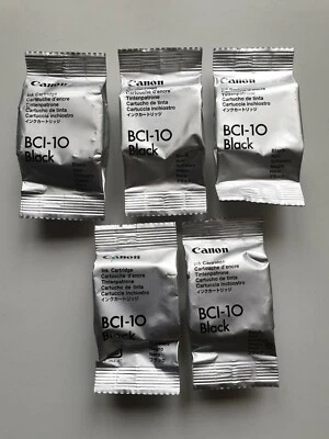 5 X Cartuchos de tinta BCI-10 negros genuinos CANON - ¡Total de 5! BJ-30, BJC-50 70 80