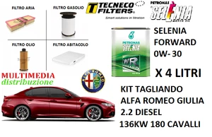 TAGLIANDO FILTRI E OLIO ORIGINALE 0W30 ALFA ROMEO GIULIA 2.2 JTDM 132KW 180 CV - Foto 1 di 2