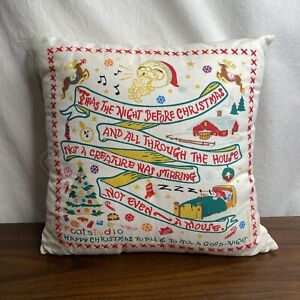 Rare Cat Studio Christmas Pillow ‘Twas The Night Before *Blemishes Read Descrip*