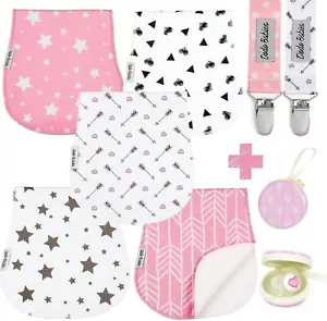 Dodo Bebés Infantes Bebés Niñas 5 Paños Eructos Estuche para Chupete 2 Clips para Chupete Regalo - Imagen 1 de 6