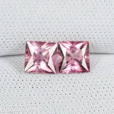 1.06Cts Mejor Brillo "Baby Pink" Turmalina Natural - Par Corte Princesa...!!!  Foto 1 de 2