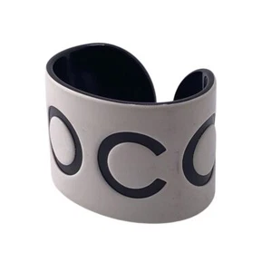 RARE Vintage CHANEL CC Logo Black White Bracelet Bangle Good Condition - Picture 1 of 6