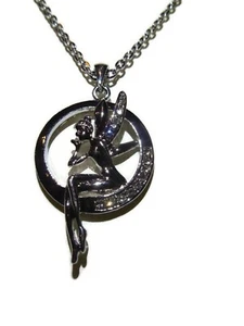 Tinker Bell Necklace Made With Crystals Fairy Disney Silver Plated 20" - Picture 1 of 3