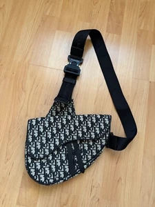 !RARE! Bag Christian Dior Monogram Trotter Canvas Oblique Saddle Shoulder Body - Picture 1 of 17