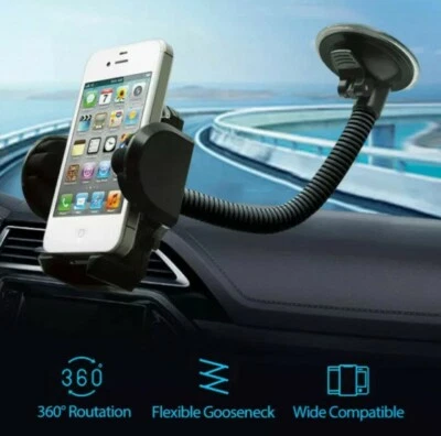 Flexible Arm Phone Mount Holder for Car Windshield and Dashboard Black - Image 1 of 4