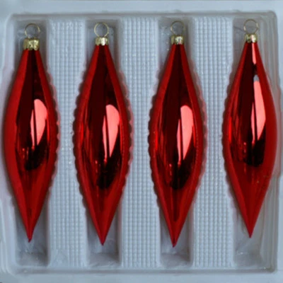 Lauschaer Glas Christbaumschmuck Oliven rot glanz mundgeblasen - Bild 1 von 4