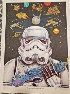 Emek Stoned Trooper #2 Poster AE200 Signed, Doodled, Embossed Stoned Wars - Picture 1 of 16