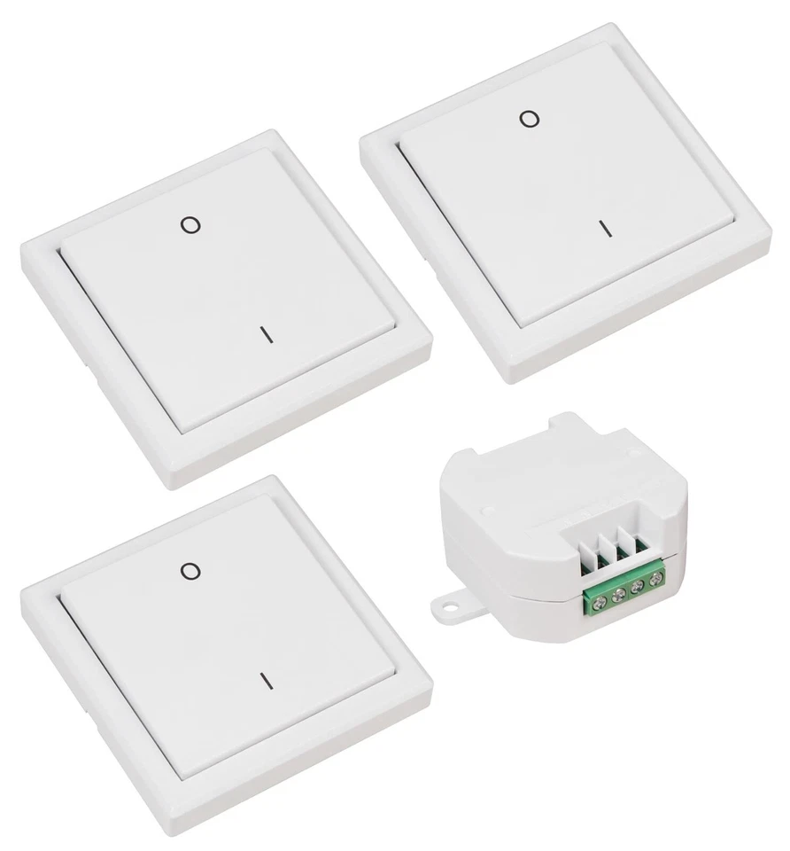 Funk-Schalter Set "Comfort" 1x Empfänger + 3x Wandtaster maximal 2000W kabellos - Bild 1 von 4