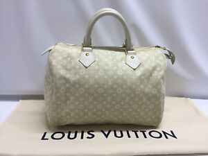  Auth Louis Vuitton Monogram Mini Lin Speedy 30 Hand Bag 9C131130na"