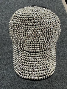 Baseballmütze Kappe schwarz Strass Glitzer verstellbar Druckknopflasche Kristall Nieten - Bild 1 von 7