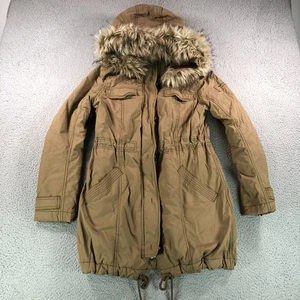 Abercrombie & Fitch Jacket Women Large Brown Sherpa Lined Parka Fur Military NEW - Picture 1 of 15