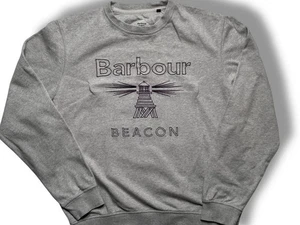 Sudadera Barbour Beacon Para Hombres L Gris Pullover Cuello Redondo Jersey Logo Bordado - Imagen 1 de 11