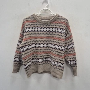 Barbour Reedley Fair Isle Knit Brown Wool Xmas Party Sweater Jumper Size Uk 10 - Picture 1 of 8