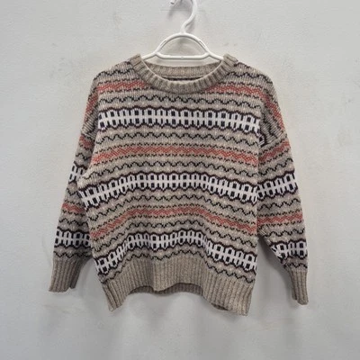 Barbour Reedley Fair Isle Knit Brown Wool Xmas Party Sweater Jumper Size Uk 10 - Image 1 of 4