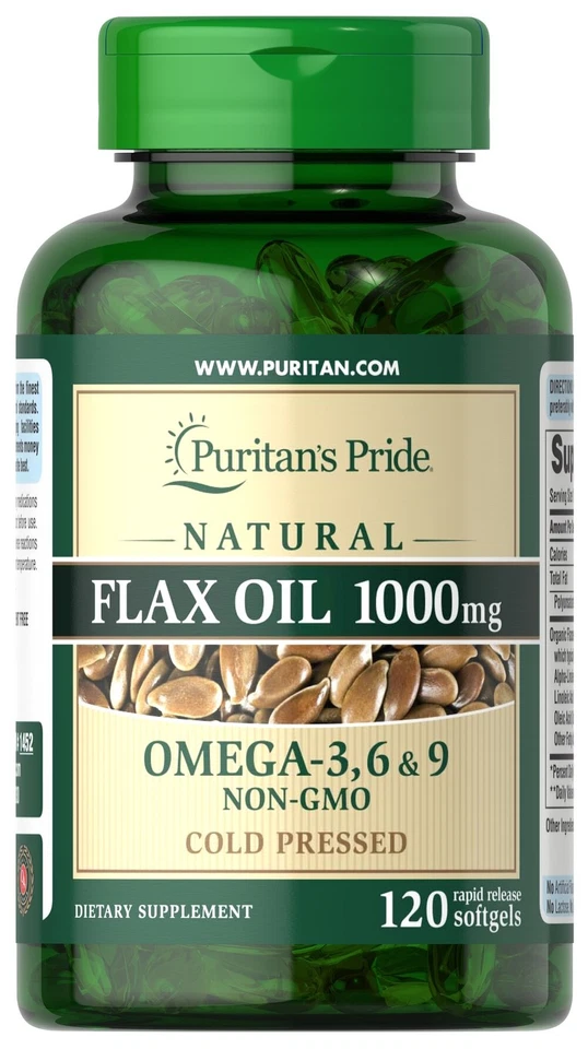 Aceite de lino natural Puritan's Pride 1000 mg - 120 cápsulas blandas de liberación rápida Foto 1 de 1