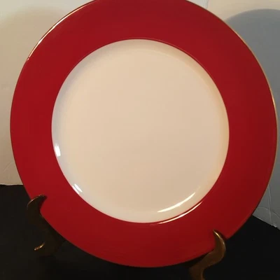 Crate And Barrel Red Band Halo Dinner Plate - Image 1 of 4