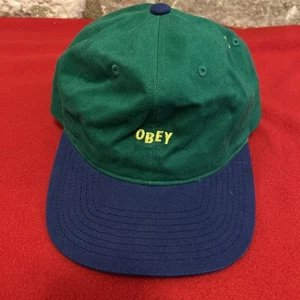 Obey Worldwide Baseballkappe grün blau Einheitsgröße bestickt belüftete Löcher Neu mit Etikett - Bild 1 von 5