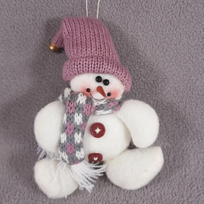 Muñeco de nieve adorno de Navidad polar felpa tejido bufanda sombrero con campana de tintineo 5,75" Foto 1 de 4