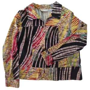 DRAPER'S & DAMON'S Cotton Spandex Multi Color Full Zip Patchwork Jacket Size L  - Picture 1 of 7