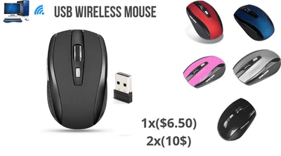 Adjustable USB Wireless Computer Mouse Gamer Gaming 6 Buttons USB 2.4 Optical Re - Image 1 of 4