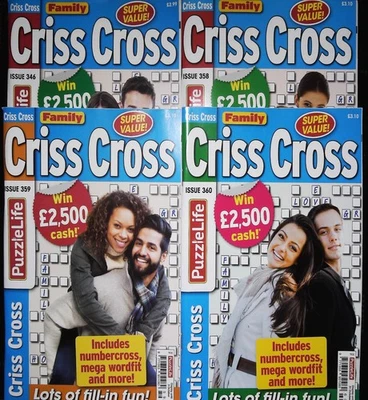 4 X Criss Cross Puzzle Book Family Mag NEW Fun Puzzles Numbercross Wordfit - Image 1 of 4