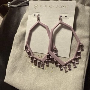 Kendra Scott Matte Lilac Purple Crystal Drop Dangle Statement Earrings - Picture 1 of 3