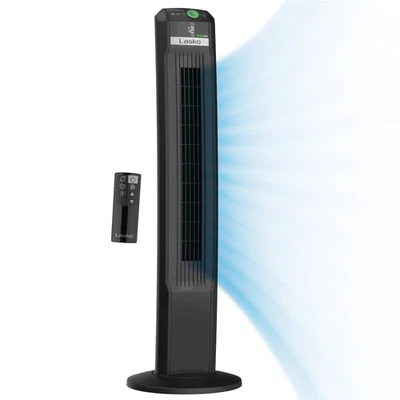 LASKO TDC425 42" EcoQuiet 12-Speed DC Motor Tower Fan with Remote Control, Black - Image 1 of 3