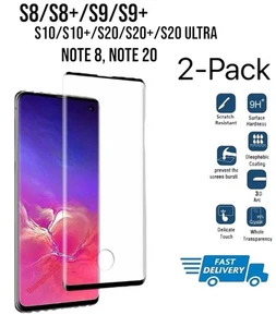 2-Pack Tempered Screen Protector Samsung Galaxy S20 Ultra S10 S9 S8 Plus Note 20 - Picture 1 of 11
