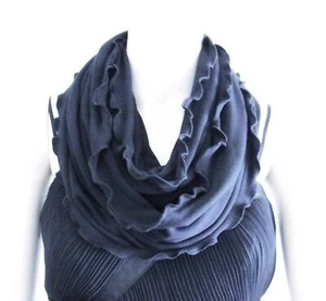 Navy Blue Circle Scarf. Soft Cotton Spandex Infinity Scarf. Handmade Loop Scarf. - Picture 1 of 1