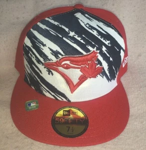 SUPER RARE New Era TORONTO BLUE JAYS 5950 59fifty JULY 4TH Fitted Hat 7 1/2 USA - Picture 1 of 4