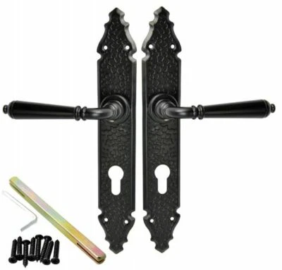 Türbeschlag Drückergarnitur Türgriff BB PZ WC Schwarz Türdrücker Schmiedeeisen  - Bild 1 von 3