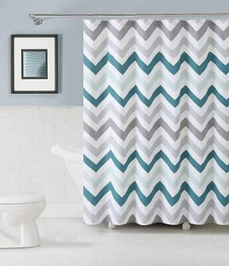 Cortinas de ducha de tela Chevron Kate Aurora 100 % algodón living - surtidos de colores - Imagen 1 de 6