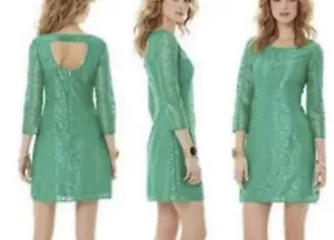 Vestido recto Lilly Pulitzer 4 encaje verde manga 3/4 elástico usado en excelente estado - Imagen 1 de 11