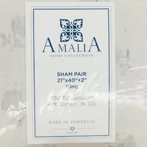 AMALIA HOME COLLECTION LILI COPPIA FINTA JACQUARD MISTO SETA FLOREALE KING SIZE $250 - Foto 1 di 3