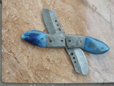 Hand Forged Damascus Folding Knife Set - Image 1 of 4