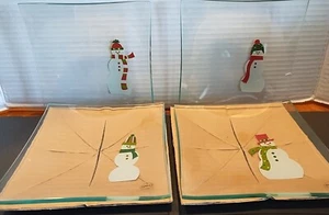 Pampered Chef Snowmen Square Appetizer Plates Set of 4 #2819 NEW in Box - Picture 1 of 11