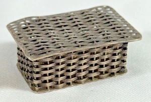 VTG 925 Sterling Sterling Mexico Basket Weave Hinged Pill/Ring/Snuff Box, TE-26 - Picture 1 of 9